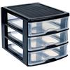 PlasticForte Plastic Forte, Cassettiera Guadiana da tavolo, Nero, 3 cassetti