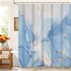 Kzzfqxb 180x200cm Tende da Doccia con Ganci di Plastica, Impermeabile Occluso Blu Chiaro Marmo Texture Linee D'oro Fluente Nebbia Arte Modello, Fresco Tessuto di Poliestere per Vasca da Bagno