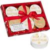 DECO EXPRESS Lumini Candele Natalizie Set, Pacco da 6, 12 o 15 con 2,5, 3 o 6 Ore Non profumato, Decorazioni Natale (Bianco/Oro Set da 6)