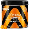 Aldous Bio Curcuma e Zenzero con Pepe Nero + PROBIOTICI - 2500mg - 120 Caramelle Gommose - Sapore Naturale di Mango e Zenzero Piccante - Curcuma, Piperina - Antinfiammatorio Naturale Gonfiore Addominale - ALDOUS