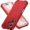 ORETECH Magnetica Cover per iPhone 17 6,3"con [2 x Vetro Temperato],[Compatibile con Mag-Safe][Protezione Fotocamera Integrata] Custodia Ultra Sottile Silicone Anti-Graffio TPU Antiurto-Rosso