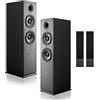 VEVOR Diffusori da Pavimento, Altoparlante a Torre a 2 Vie con Doppi Woofer da ca. 165 mm, Picco da 400 W, Involucro in MDF, Risposta in Frequenza da 65 Hz a 20 kHz, per Audio Domestico, Coppia