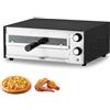 VEVOR Forno Elettrico per Pizza da 12 pollici, Forno per Pizza da Cucina 1450 W max. 300 °C, Controllo del Tempo e della Temperatura, Ripiano Singolo, Grill Multifunzione 462x395x185 mm, Nero