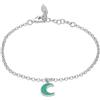 LUXURY MILANO Bracciale stella&luna in argento con luna verde