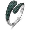 BROSWAY Anello fancy in argento con pavè di zirconi verdi e galvanica rutenio