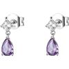 BROSWAY Orecchini pendenti fancy con zirconi bianchi e viola