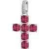 BROSWAY Pendente fancy in argento a croce con zirconi rosso