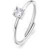 S'AGAPO' Anello dazzly solitario in acciaio e cubic zirconia