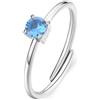 S'AGAPO' Anello dazzly in acciaio e zircone blu