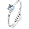 S'AGAPO' Anello dazzly in acciaio e zircone azzurro