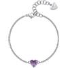 S'AGAPO' Bracciale dazzly con cuore viola in acciaio