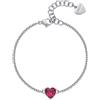 S'AGAPO' Bracciale dazzly con cuore rosso in acciaio