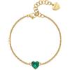 S'AGAPO' Bracciale dazzly con cuore verde in acciaio