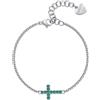 S'AGAPO' Bracciale dazzly con croce in zirconi verdi