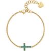 S'AGAPO' Bracciale dazzly con croce in zirconi verdi