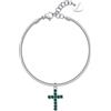 S'AGAPO' Bracciale dazzly con croce in zirconi verdi