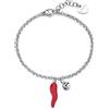 S'AGAPO' Bracciale feelings con campanellino e cornetto rosso