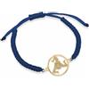 MY SICILY Bracciale in nylon color blu con simbolo della trinacria racchiusa nel cerchio in argento dorato