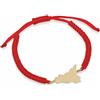 MY SICILY Bracciale in nylon color rosso con simbolo della sicilia in argento dorato