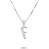 DESIDERI PREZIOSI Collana con lettera f in argento rodiato con zirconi