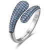 BROSWAY Anello fancy in argento con galvanica rutenio e zirconi azzurri