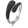 BROSWAY Anello fancy in argento con galvanica rutenio e zirconi neri
