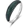 BROSWAY Anello fancy in argento con galvanica rutenio e zirconi verdi