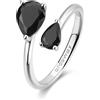 BROSWAY Anello fancy in argento con zirconi a goccia neri