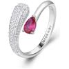 BROSWAY Anello fancy in argento e zircone a goccia rosso