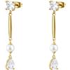 BROSWAY Orecchini affinity in acciaio con zirconi e perla bianca