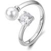 BROSWAY Anello affinity in acciaio con zirconi e perla bianca