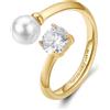 BROSWAY Anello affinity in acciaio con zirconi e perla bianca