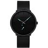 Unendlich U Infinite U-Watch Nero Ultra Sottile Moda Uomo Minimalista Orologi da Polso per Uomo Casual Impermeabile Quarzo Orologio per Uomo con Nero Banda in Acciaio Inox