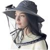 Zunetsutock Cappello solare con ventilatore - Protezione solare a tesa larga, cappello da sole personale per l'estate | comodo da indossare per piscina, spiaggia, viaggi, giardinaggio, caccia, CA, Grigio scuro.