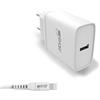 GEAR Caricabatterie 220V 1xUSB 2.4A Cavo Lightning Bianco 1m MFI C89