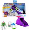 Imaginext Lanciatore Toy Story con veicolo, Woody, Buzz Lightyear, Aliens, moto da corsa