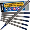 Jaymo - 6 - ricariche di inchiostro blu compatibili con la penna a rullo Waterman. Liscio inchiostro tedesco e punta fine da 5 mm - Confronta Waterman #S0112680 / 540961/54091