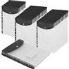 JoyMaxJoy Buste in plastica A4 perforate, 11 fori, espandibili, per documenti a 2/3/4 anelli, con bottone a pressione ed etichetta, trasparenti, per ufficio, scuola e casa (6 pezzi, parte superiore aperta, nero