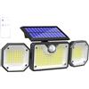 Posheliox Lampada da parete solare a 4 teste per esterni, impermeabile, sensore di movimento, lampada da giardino con telecomando, luci luminose per vialetti regolabili (A)