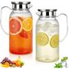 BYZESTY 2 caraffa per acqua con coperchio, 1,8 l, con coperchio in PC, caraffa da 2 litri, resistente al calore e infrangibile, per acqua, succo e tè