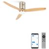 CREATE / WINDCALM NATURAL WOOD M/Ventilatore da soffitto con luce nichel pale legno chiaro con Wifi e telecomando / 40W, Temporizzatore, Ø132 cm, 6 velocità, 3 temperature di luce, estate-inverno