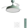 CREATE / WIND CLEAR CONTOUR/Ventilatore da soffitto con luce lino verde sage con controllore e telecomando / 40W, Temporizzatore, Ø 107 cm, pale retrattili, 3 temperature di luce, estate-inverno