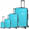 Valigeria.shop Set di Valigie da Viaggio 4 Pezzi Trolley Rigido in Polipropilene - Rotelle Girevoli a 360°- Bagaglio a Mano 52x34x20 55x40x20 cm, Media e Grande da Stiva - Impermeabile Antigraffio PP-08 (Verde Aqua)
