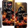 WUACYEAMING Custodia Compatibile con Oukitel WP66,con Slot Carte PU Pelle Portafoglio Libro Case Antiurto Bumper Motivo Magnetica Flip Protettiva Resistente Gatto di zucca