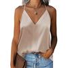 Zeagoo Top da donna in satin con scollo a V, senza maniche, T-shirt casual, stile gilet, canotta, tunica, champagner, XL