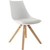 13Casa - Blaine A4 - Set 2 sedie. Dim: 47x55x80 h cm. Col: Bianco, Naturale. Mat: Legno massello, Poliuretano
