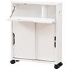 BAKAJI Armadietto Salvaspazio Ideale per Bagno, Cucina e Spazi Stretti, Mobiletto Portaoggetti Slim Bianco, Robusto, con Ruote Girevoli a 360°, 2 Ante Scorrimento e 1 Ribalta, 52 x 17 x 67 cm