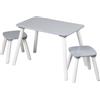 Kesper | Tavolo per bambini con 2 sedie, in fibra e legno di pino certificato FSC, dimensioni tavolo: 58 x 38 x 43,5 cm, dimensioni sedie: 24 x 24 x 25 cm, colore: grigio, bianco | 1770813