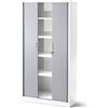 Jan Nowak Armadio per ufficio Archivio con Serrandina Metallo 4 Ripiani Verniciatura a Polvere Bloccabile 185 cm x 90 cm x 45 cm (Bianco-Grigio)