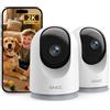 GNCC Telecamera WiFi Interno 2K(3MP)(2-Pack), Videocamera Sorveglianza Interno, Audio Bidirezionale, Visione Notturna, Notifica Immediata e Rilevamento del Movimento, 360°, Compatibile con Alexa(2,4G)